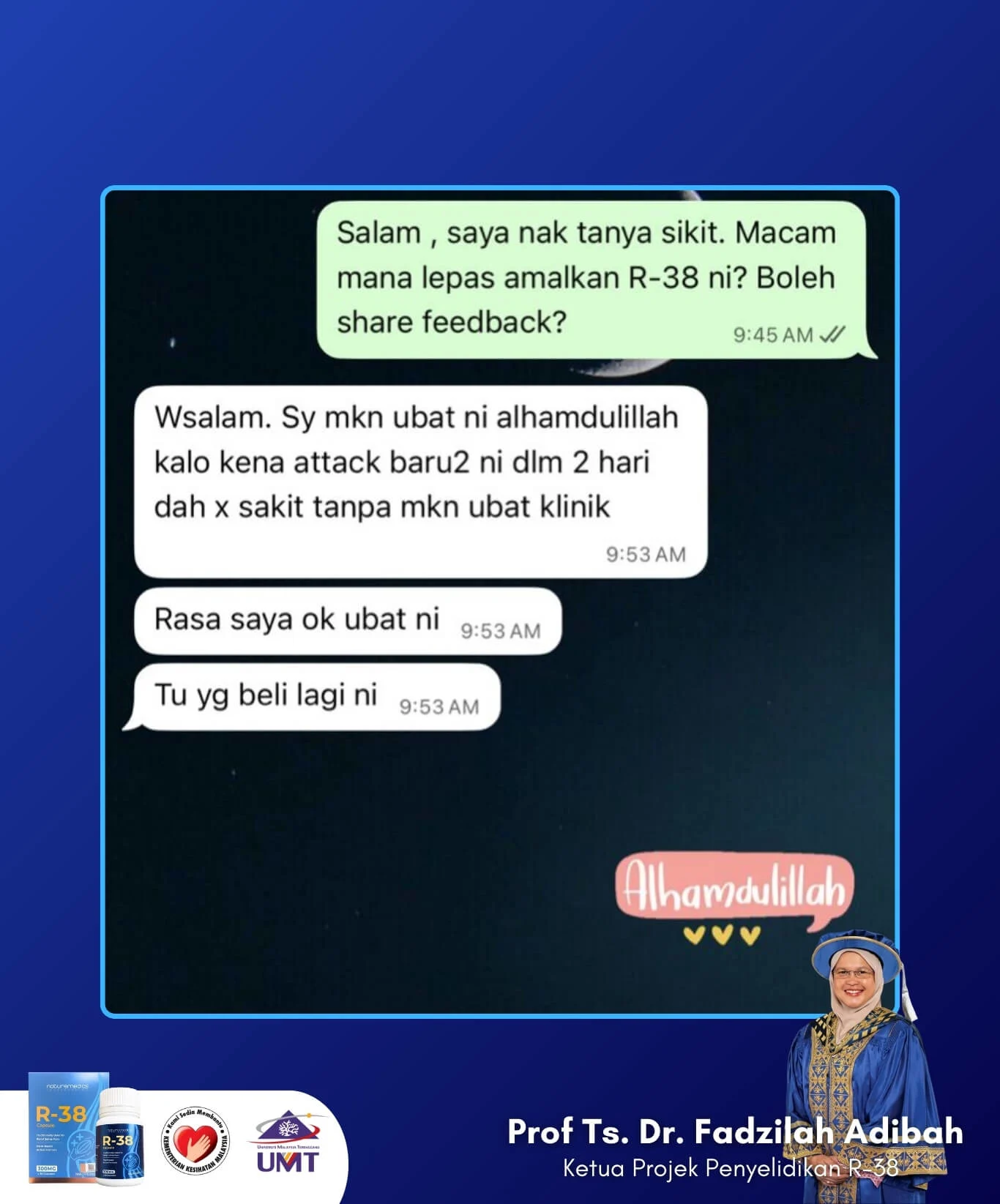 testimoni r38 produk sendi by umt