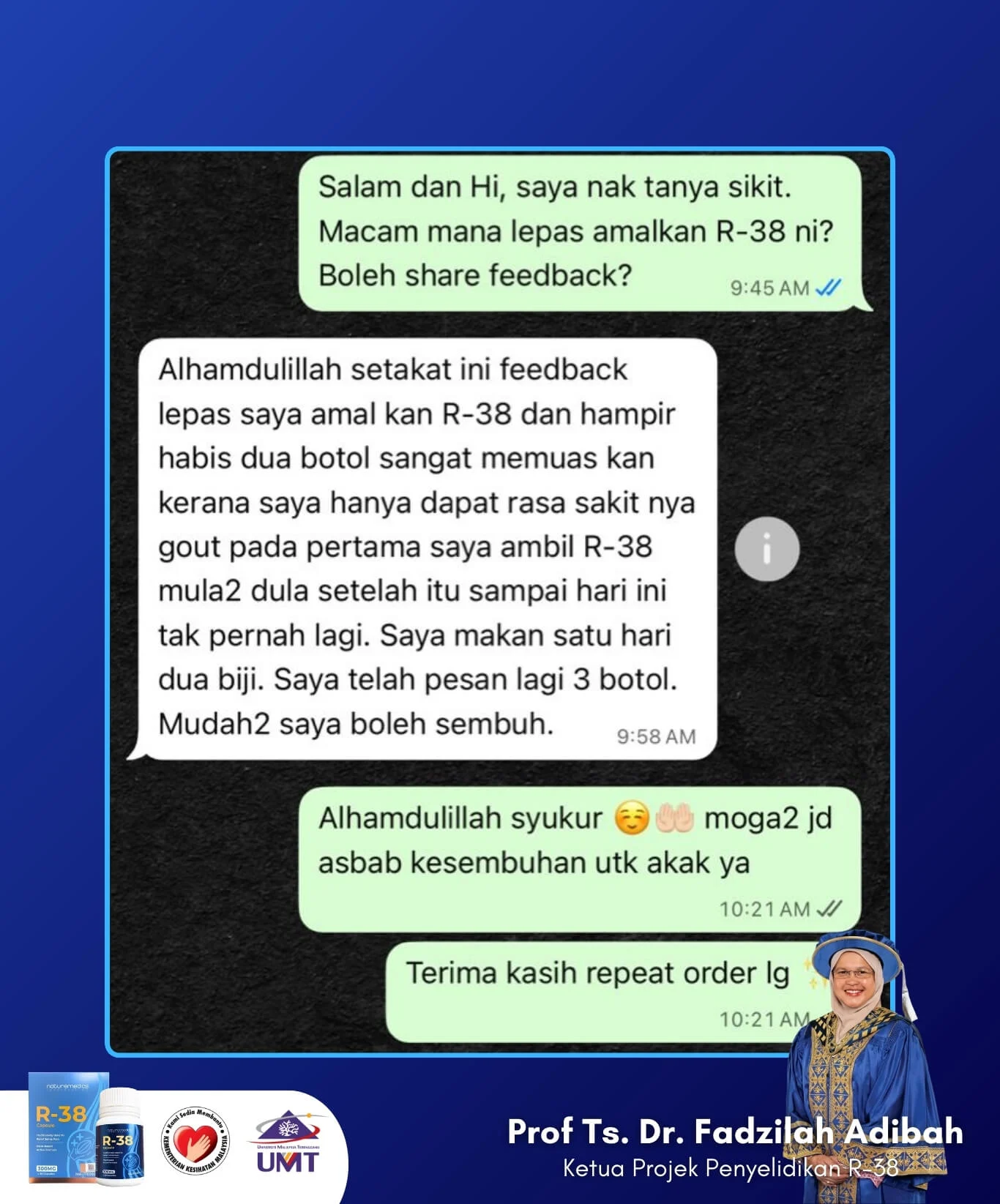 testimoni r38 produk sendi by umt