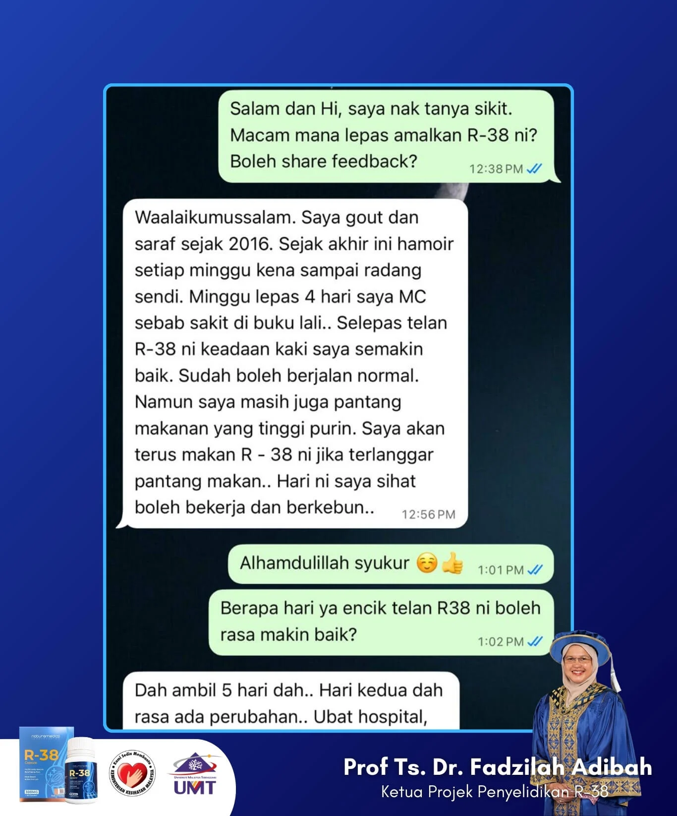 testimoni r38 produk sendi by umt