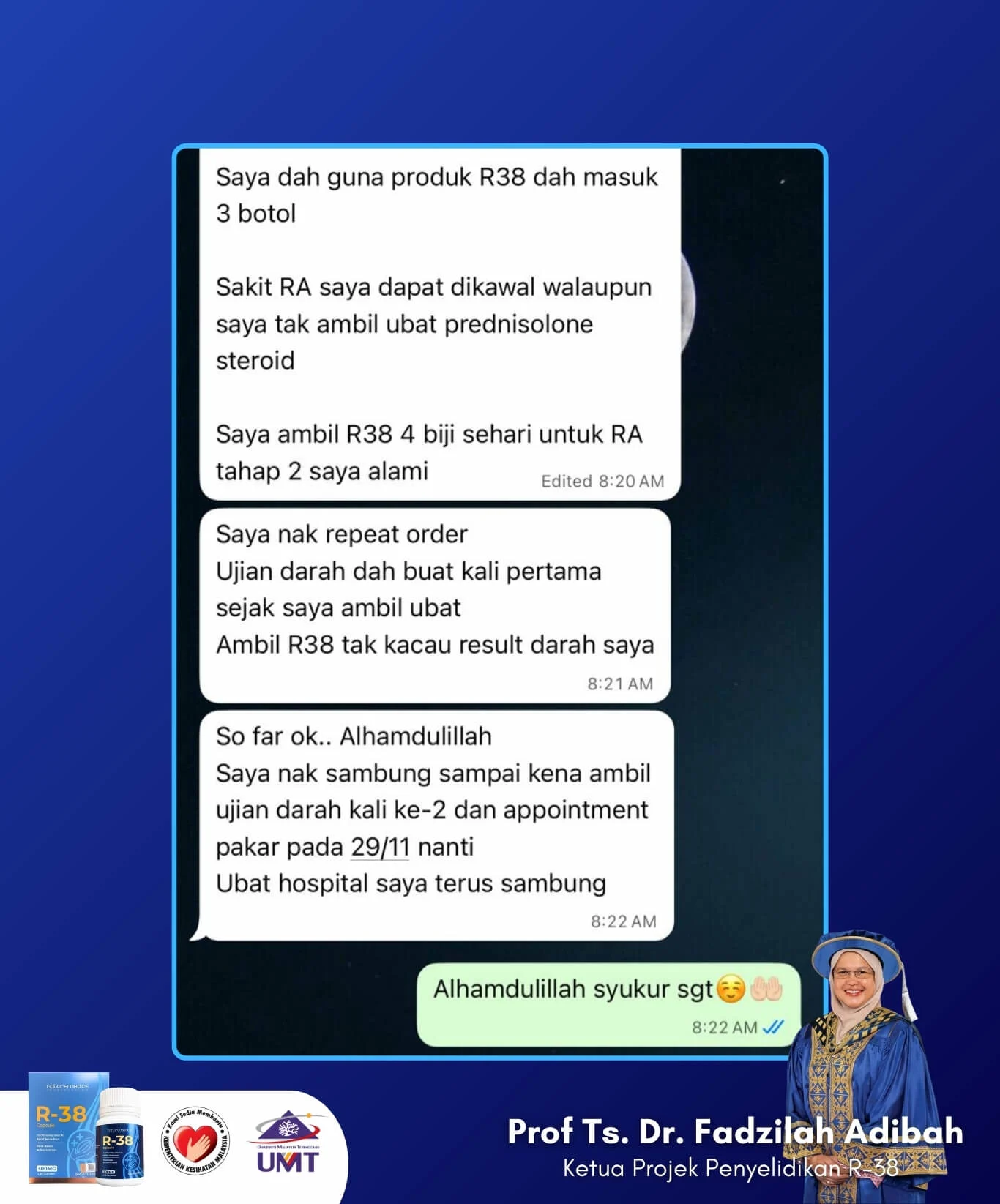 testimoni r38 produk sendi by umt