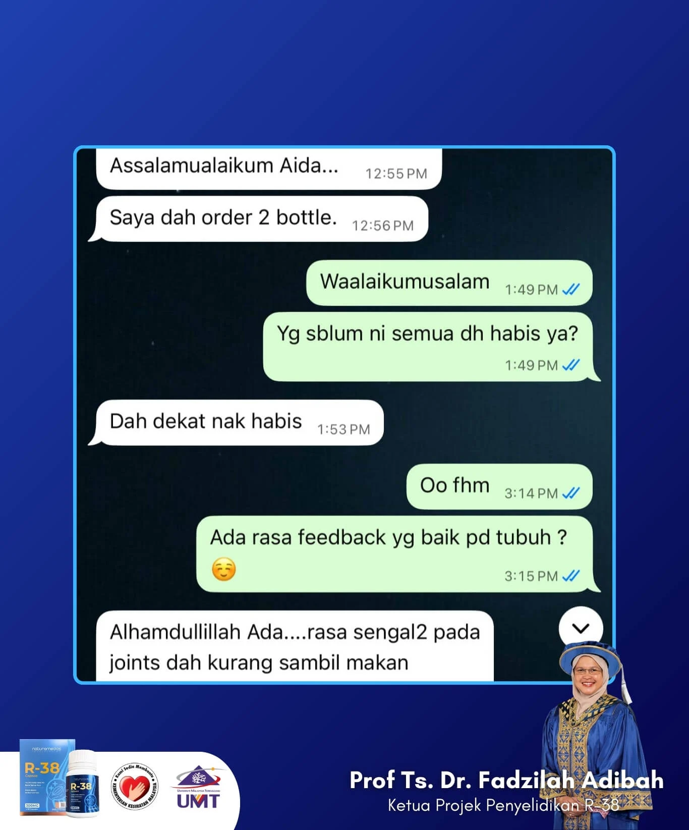 testimoni r38 produk sendi by umt