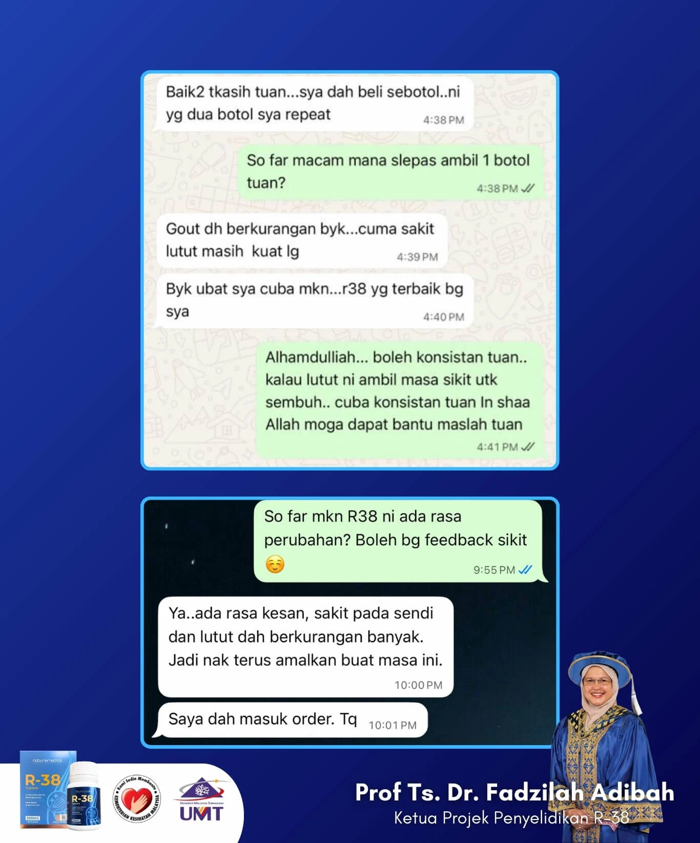testimoni r38 produk sendi by umt