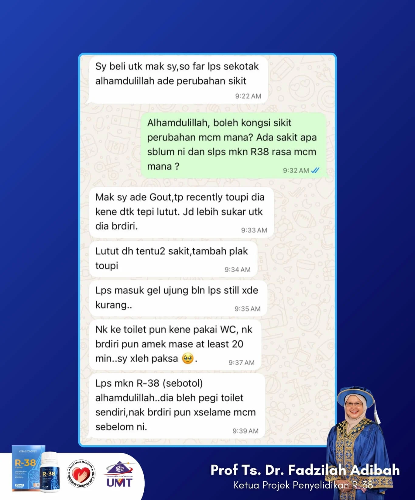 testimoni r38 produk sendi by umt